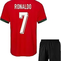 Sports Portug 2024 Football Jerseys Ronaldo 7 Home with Shorts (Kid's, Boy's& Men)-picture-16