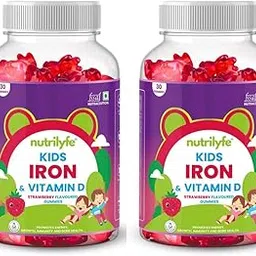 Nutrilyfe Iron & Vitamin D Gummies | Strawberry Flavoured Multivitamin Gummy for Kids | Promotes Energy,Growth,Immunity & Bone Health | Improves Haemoglobin | 60 Bear-Shaped Chewable Gummies-picture-21