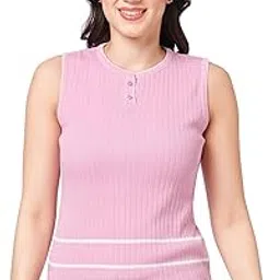 GO-4 IT Women's Collar Sleeveless Striped T-Shirt-picture-67