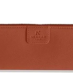 NEORAH - Pen Sleeve - Slide it on Your Notebook Cover - Fits Till A5 Notebook-Pouch with Zipper -Vegan Leather Pen Case for Office Stationery Supplies,Students,Office (Size: 20.0 x 6.8 cm) | Brown-picture-11