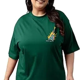 juneberry 100% Pure Cotton Oversized Baggy Fit Funky Pocket Printed Half Sleeve Plus Size T-Shirt for Women & Girls (Sizes: 2XL to 5XL)-picture-25