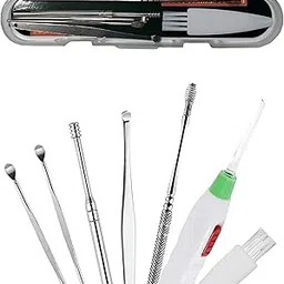 Ear Wax Removal Kit, 6-in-1 Stainless Steel Tools with LED Flashlight Earpick, Storage Box for Adults and Children-picture-21