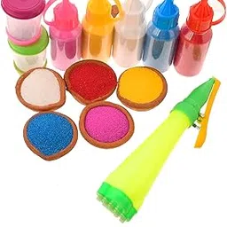 Saudeep India Rangoli Color Powder Bottle with Rangoli Pen and Fillers | Rangoli Colour Powder Rang for Diwali, Navratri, Pongal Pooja Mandir | Colour Powder Set(80x5=400 Grams-5 Colors)-picture-26