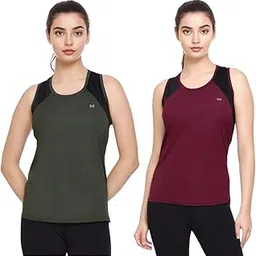 white moon Gym Sleeveless T Shirt for Women, Sports Tank Tops for Women, Yoga Tank, Gym Vest for Women, Gym Workout Wear Women, Combo Polyester Tops for Women (Pack of 2)-picture-17