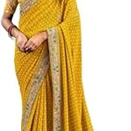 siril Women's Georgette Bandhani Printed Embroidery Saree With Unstitched Blouse Piece-picture-59