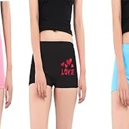 Casual Women's Cotton Boyshorts (Pack of 3) (panties3(l)_sb,Black,Pink_L) (panties3(l)_bz)-image-57