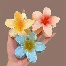 GALLY 3pcs Medium Hawaiian Flower Hair Claw Clips – Strong Grip Non-Slip Hair Accessories for Women & Girls | Stylish Floral Claw Clip for Thick & Thin Hair | Everyday & Casual Wear (Multicolor)-picture-27