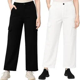 Cargo Pants for Women, Stylish Regular Relax Fit High-Waisted Cargo Pants/Trouser Combo of 2-picture-53