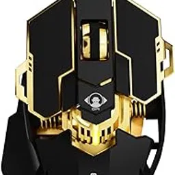SEUNKWANG EWEADN G5 Wired Gaming Mouse, Ergonomic RGB Computer Mouse, 12800 Adjustable DPI, 9 Programmable Macro Buttons with Rapid Fire Key Compatible for PC/Laptop/Windows- Black&Gold-picture-31