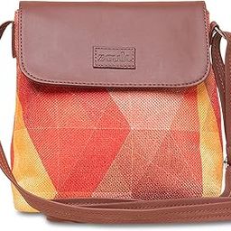 zouk GeoOptics Abstract Printed Women's Hand Crafted Vegan Leather Multicolour Flap Sling Bag-picture-42
