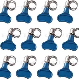 BATH GURU Stainless Steel Hand Adjustable Worm Gear Key Type Hose Clamps 3/4 Inch Gas Water Tap Garden Pipe Clamp Clips for Plumbing Mechanical & Multi Uses (Pack Of 12, .75 Inch) image 1