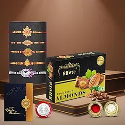 DeoDap Rakhi For Brother Set Of 5 & Effete Chocolate Combo with Silver Color Pooja Coin, Rakhi With Greeting Card (K5_NC5_CA32)-picture-15