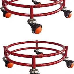 BIRDWING Heavy Gas Cylinder Trolley with Durable Anti-Jamming Wheels for Home & Kitchen | Smooth Mover Cart for Utility | Heavy Duty 4-Wheel Steel Gas Cylinder Stand for Kitchen ( Pack Of 2 ) image 1