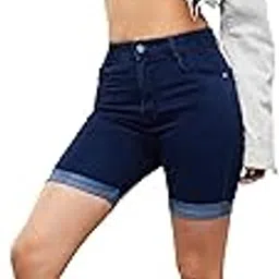dolce crudo Women's Skinny High Rise Clean Look Regular Length Stretchable Denim Shorts-picture-27