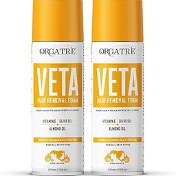 Orgatre Hair Removal Cream Spray for Men (200gm x 2) | Fast & Painless Body Hair Remover for Chest, Back, Legs, Intimate Areas & Underarms | Works in 3–5 Minutes image 1