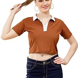 POCKMAN Sleek Sophistication Women's Fitted Crop Polo T-Shirt.-picture-48
