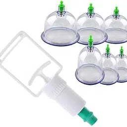 Vacuum Cupping Set 6 PCS Kit Pull Out a Vacuum Apparatus Therapy Relax Massagers Curve Suction Pumps(White). (6 Pcs Cup)-picture-21
