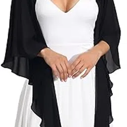 easedaily Women's Shawls and Wraps for Evening Dresses Chiffon Wedding Scarf Bridal Stole Shrug for Bride and Bridesmaid, B-black, Free Size-picture-24