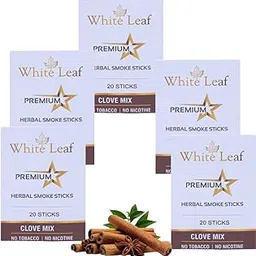 White Leaf Tobacco & Nicotine-Free Herbal Cigarette Clove Flavour, Pack of 5(100 Sticks)-picture-14