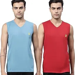 mack jonney Regular Fit Cotton Solid Gym Vest for Men (Pack of 2)-V_SL_BLU_PNK_02-P-picture-16