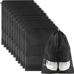 b11 Clear Transparent Nonwoven Shoe Bag for Men & Women Daily Storage and Travel Need Esential Shoes Pouches - Black - 12 Pcs-picture-11