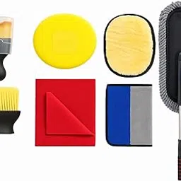 Car Cleaning Kit 7-Piece Set with Extendable Duster 27-33 inch, 2 Microfiber Cloths, Wash Mitt,2 Brushes, Polish Sponge-image-15