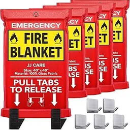 JJ Care Fire Blanket – 5 Packs with Hooks – Emergency Fire Blanket for Home & Kitchen, High Heat Resistant Fire Suppression Blankets for Home Safety, Kitchen, and Camping-image-37