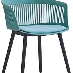 Creative Premium Modern Cafe Chair with Ventilated Backrest and Soft Seat Cushion. Stylish Plastic Dining Chair Featuring Sturdy Tapered Black Legs. Perfect for Cafes(Pack of 1)|(1, Peacock Blue)-picture-19