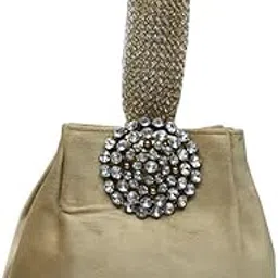 Luxury Velvet Diamond Pearl Potli Bag for Women | Bridal, Wedding & Party Handbag | Hand-Embroidered Evening Clutch Purse with Brooch, Soft Cotton Lining| Expandable Design-image-32