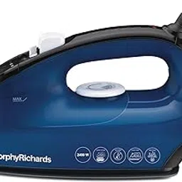 Morphy Richards Turbo Blaze 2400 Watts Steam Iron | 340 ml tank capacity with Anti Drip | Ceramic Coated Soleplate | Anti Calc and Safety Auto off function | Self-Cleaning | Blue and Black image 1