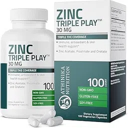 Zinc Triple Play 30 mg Triple Coverage Immune Support Zinc Supplement with Zinc Acetate, Picolinate & Orotate - Immune, Antioxidant & Skin Health Support - 100 Vegetarian-picture-14