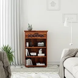 Solid Sheesham Wood Open Book Shelf for Living Room | Wooden Bookshelf for Library | Book Shelves | Display Unit Book Stand for Office & Home | (Honey Finish)-picture-10