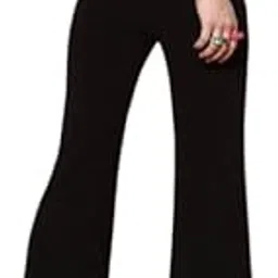 Women’s Cotton Lazy Bezy Pants | High Waist Flared Trousers for Ladies | Stylish Wide Leg Stretchable Bottoms | Comfortable Black Pants-picture-23