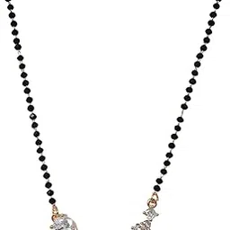 meira jewellery Elegant Rose Gold Plated Mangalsutra for Women|Stylish & Traditional Wedding Jewellery with Black Beads & Pendant Design-02-picture-32