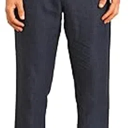 linen club Men's Linen Navy Blue Solid Contemporary Fit Casual Trouser-picture-26