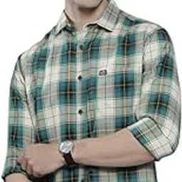 the indian garage co Men's Cotton Regular Fit Checkered Full Sleeves Spread Collar Casual Shirt-picture-24