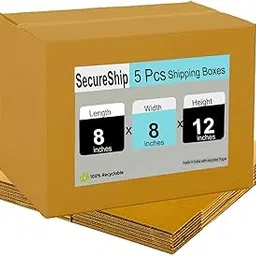 PackGenie 5 Ply Brown Corrugated Packing box Size: 8x8x12 Length 8 inch Width 8 inch Height 12 inch Shipping box Courier Box (Pack of 5)-picture-45
