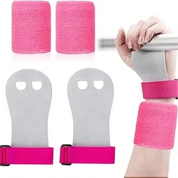 4 Pack Kids Gymnastics Grips, Gymnastics Palm Guard, Pink Gymnastic Hand Grips Athletic Pink Wrist Bands Terry Cloth Sweat Bands Girls Sports Accessories for Kids Basketball Tennis Football Baseball-picture-34
