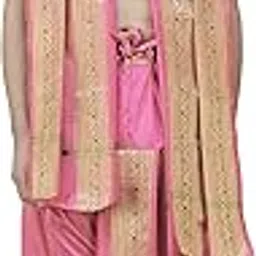 exotic india Men's Art Silk Ready to Wear Angavastram Set Meenakari Woven Golden Border-picture-52