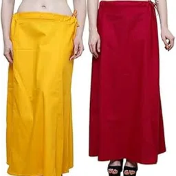 Cotton Petticoat for Women's Red and Yellow Set of 2 Petticoats Free Size-picture-32