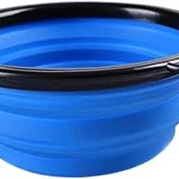 Qpets Collapsible Silicone Dog Bowl, Foldable Expandable Cup Dish For Pet Cat Food Water Feeding, Portable Travel Bowl With A Free Hook-Blue,10 cm,H_5 cm,W_5 cm-picture-30