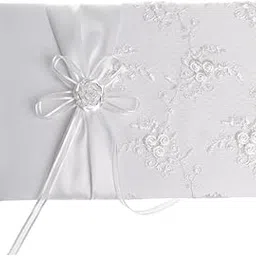 MERISHOPP™ Wedding Reception Satin Rose Flower Embroider Guest Book Signatures White|Home & Garden|Wedding Supplies|Guest Books & Pens-picture-25