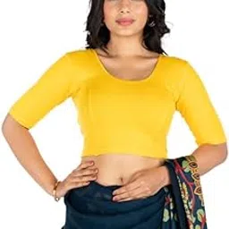 abhi Cotton Readymade Saree Blouse for Women- Half Sleeves, U-Neck, Regular-fit, Stretchable, Pull-on Style-picture-10