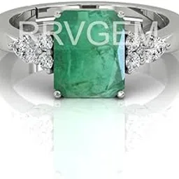 rrvgem Natural Emerald RING 5.50 Carat Certified Handcrafted Finger Ring With Beautifull Stone Panna RING Silver Plated for Men and Women LAB - CERTIFIED-picture-19