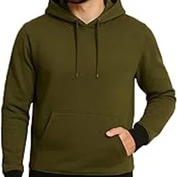 rodzen Cotton Fleece Regular Fit Hooded Sweatshirt Full Sleeves Solid Jumper Hoodie for Men/Boys-picture-24