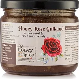 Honey and Spice Rose Gulkand with Finest Rose Petals (400g) | Natural Fragrance and Flavour Damask Rose | Pure Rose Petal Jam With No Artificial Flavors | Natural Coolant | A Healthy Dessert | Raw and Pure | Natural and Original | Unprocessed-image-74
