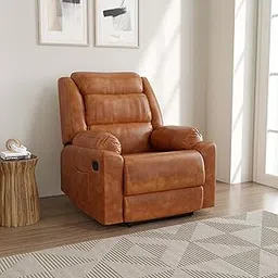 Softland Rhino Single Seater Leatherette Manual Recliner (Brown)-picture-18