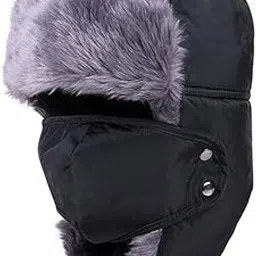 devil Mens and Womens Winter Warm Bomber Hats with Scarf Russian Hat for Women Ear Flap Snow Ski Caps (Pack of 1) (Black)-picture-22