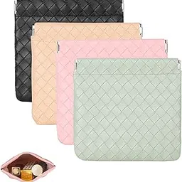 tazweeq 4Pcs Small Makeup Bag for Purse, Mini Leather Cosmetic Bag, Portable Mini Makeup Bag, Weave Pocket Pouch, for Coin Lipstick Jewelry, Set for Women Makeup Organizer, for Travel Storage-picture-51