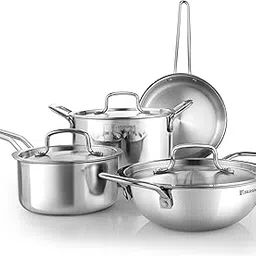 BERGNER Tripro Triply Stainless Steel 7 Pcs Cookware Set - 20Cm Deep Kadai (1.5 L), Sautepan (1.2 L), 16Cm Saucepan (1.7 L), Casserole (3 L), 3 Stainless Steel Lids, Induction Bottom, Silver-picture-19
